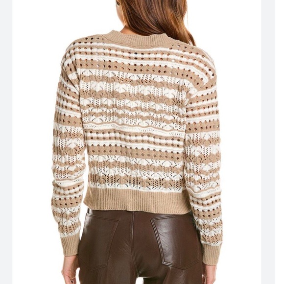 New LAUNDRY by Shelli Segal Crochet Cropped Cardigan Sweater Cream Beige X-Large - Picture 2 of 9